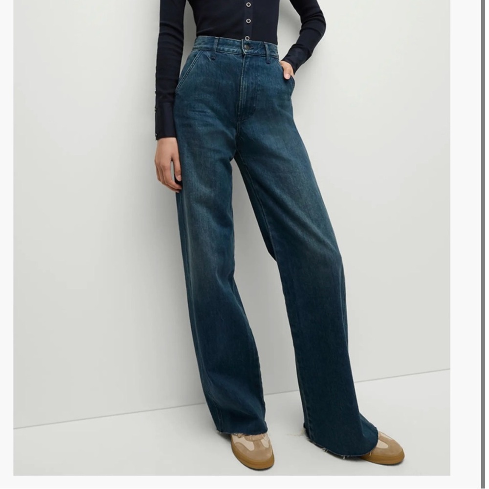 Veronica Beard Dark Blue Wide-Leg Jeans